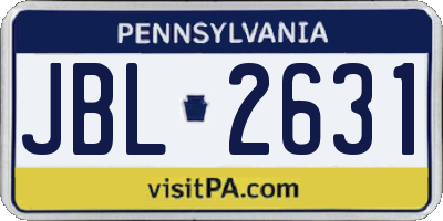 PA license plate JBL2631