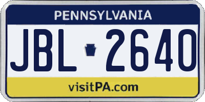 PA license plate JBL2640