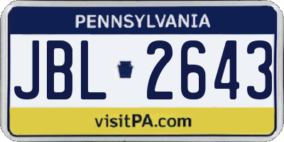 PA license plate JBL2643