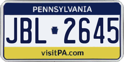 PA license plate JBL2645