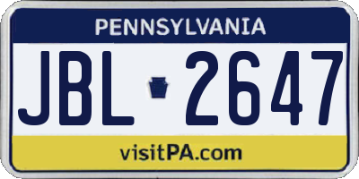 PA license plate JBL2647