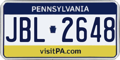 PA license plate JBL2648