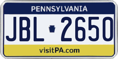 PA license plate JBL2650