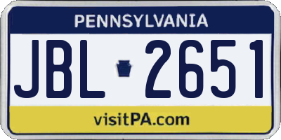 PA license plate JBL2651