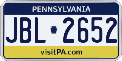 PA license plate JBL2652