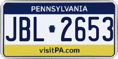 PA license plate JBL2653