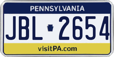 PA license plate JBL2654