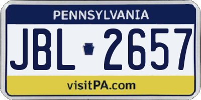 PA license plate JBL2657