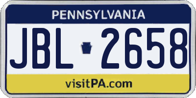 PA license plate JBL2658