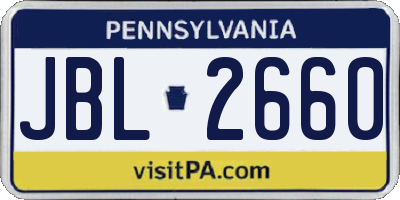 PA license plate JBL2660