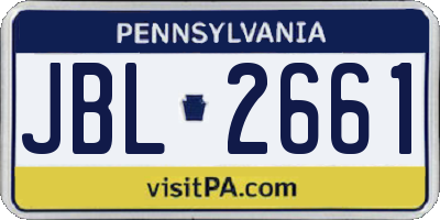 PA license plate JBL2661