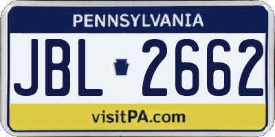 PA license plate JBL2662