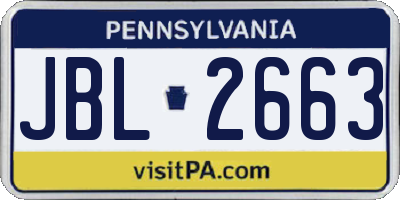 PA license plate JBL2663