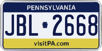 PA license plate JBL2668