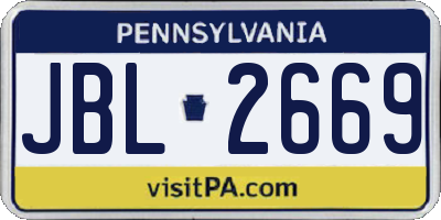 PA license plate JBL2669