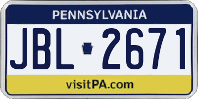 PA license plate JBL2671