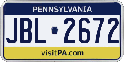 PA license plate JBL2672