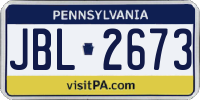 PA license plate JBL2673