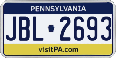 PA license plate JBL2693