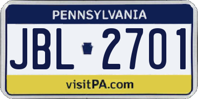 PA license plate JBL2701