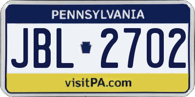 PA license plate JBL2702