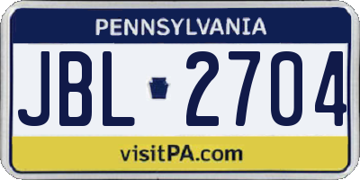 PA license plate JBL2704