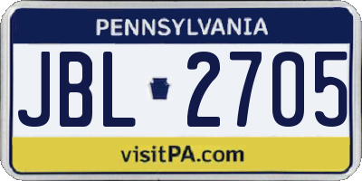 PA license plate JBL2705