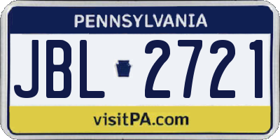 PA license plate JBL2721