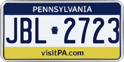 PA license plate JBL2723