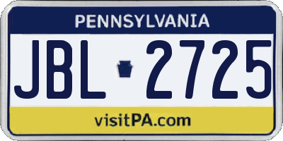 PA license plate JBL2725