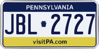 PA license plate JBL2727