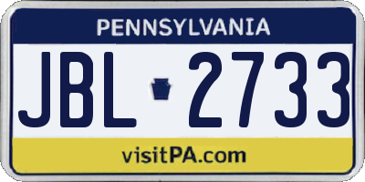 PA license plate JBL2733