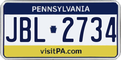 PA license plate JBL2734