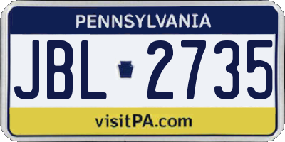 PA license plate JBL2735