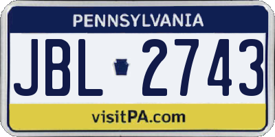 PA license plate JBL2743