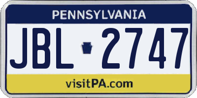 PA license plate JBL2747