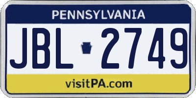 PA license plate JBL2749