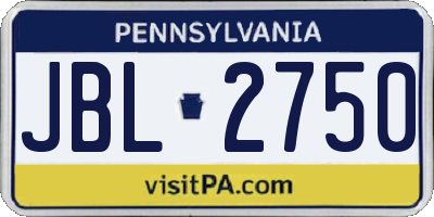 PA license plate JBL2750