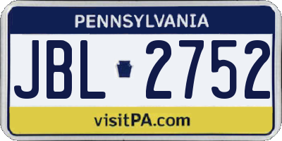 PA license plate JBL2752