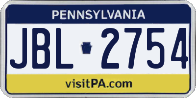 PA license plate JBL2754