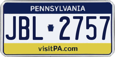 PA license plate JBL2757