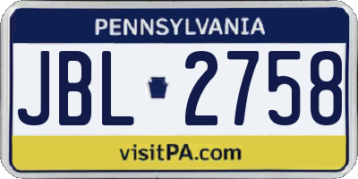 PA license plate JBL2758