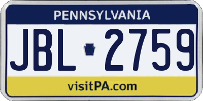 PA license plate JBL2759