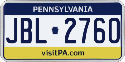 PA license plate JBL2760