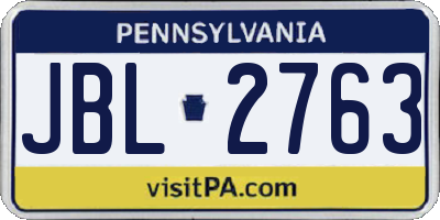 PA license plate JBL2763