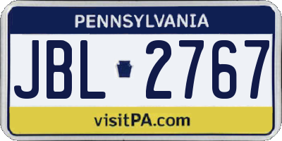 PA license plate JBL2767