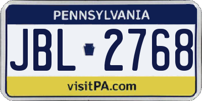 PA license plate JBL2768