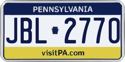 PA license plate JBL2770