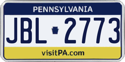 PA license plate JBL2773