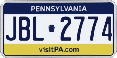 PA license plate JBL2774